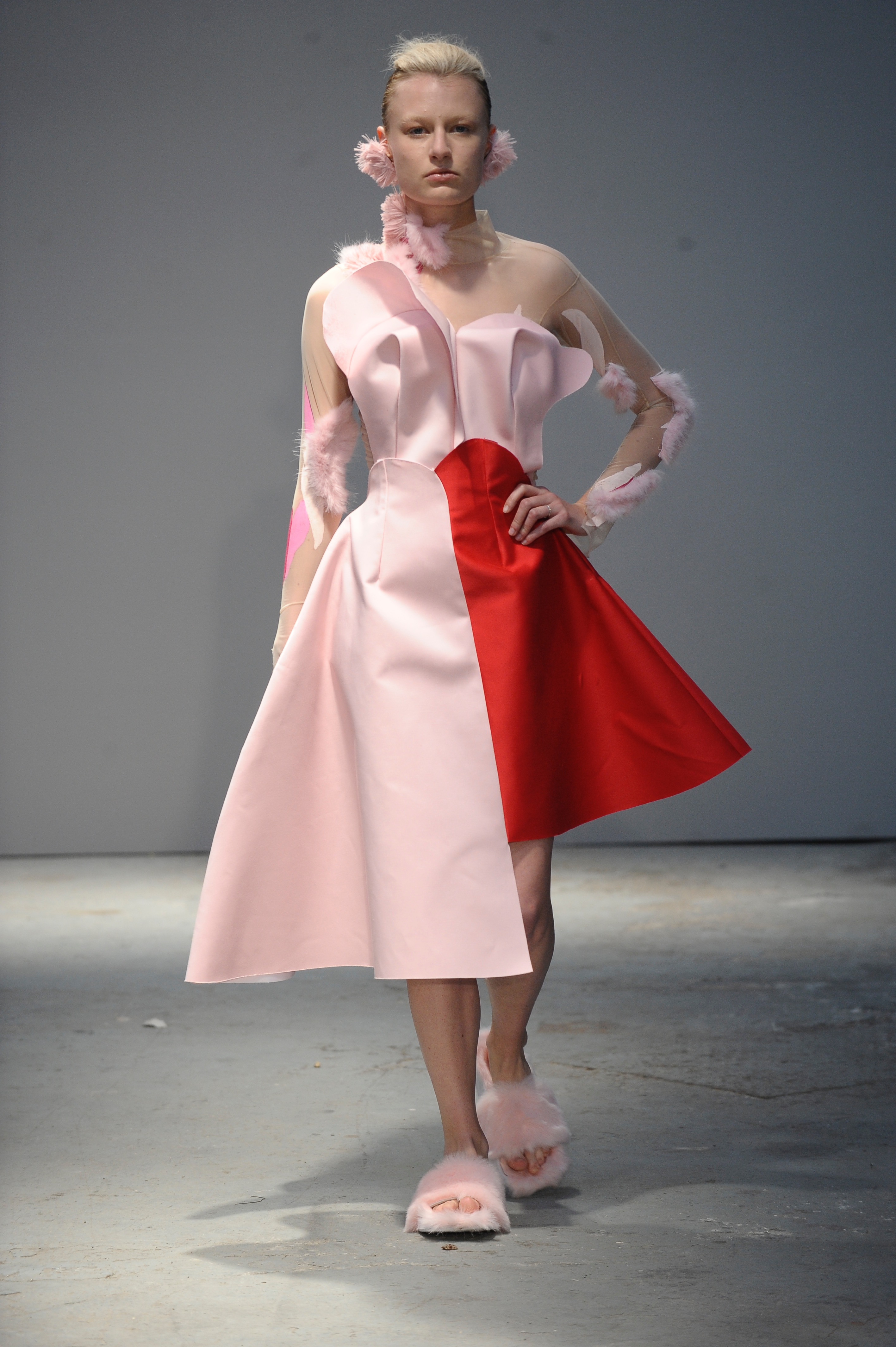 BA (Hons) Fashion Design and Technology: Womenswear students Maria Edwina Tjandra and Orel Brodt. Photographer: Roger Dean