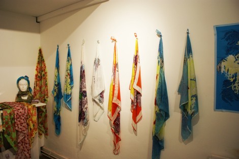 scarves on wall