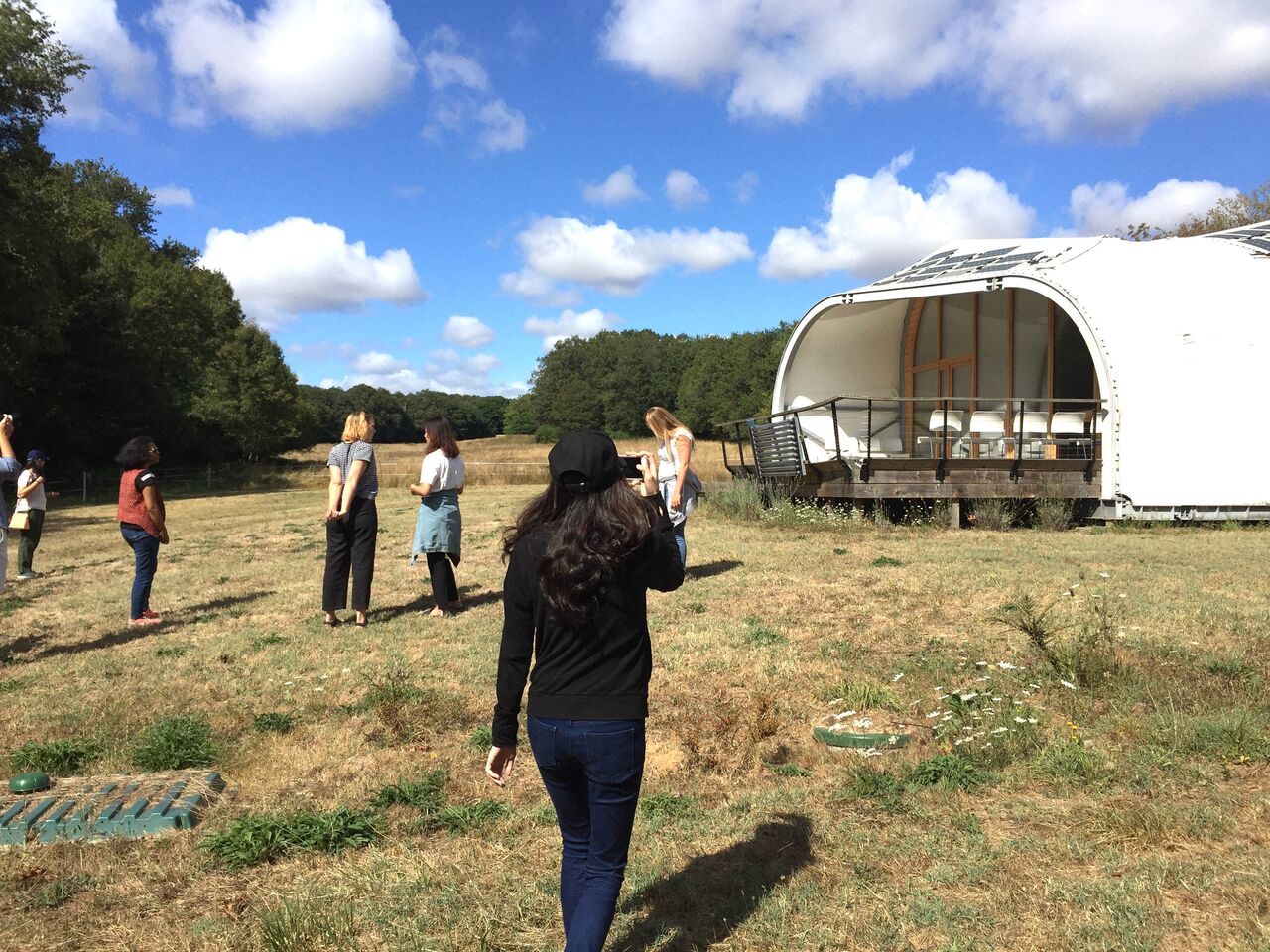 The Textile House (pictured) was designed by a group from RISD in Rhode Island, US, and employs a solar panel cooling system.