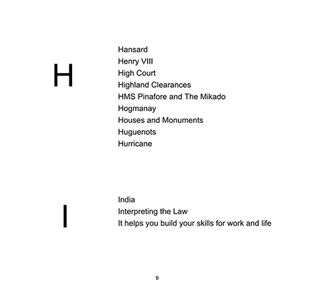 A list of words beginning with 'H' and 'I'