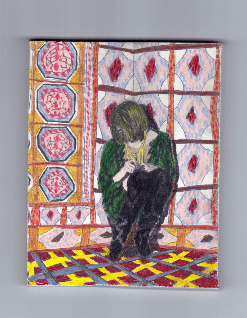 Drawing by Marie Jacotey: 'Collapsing at any moment, disfigured with grief.' Image: www.hannahbarry.com