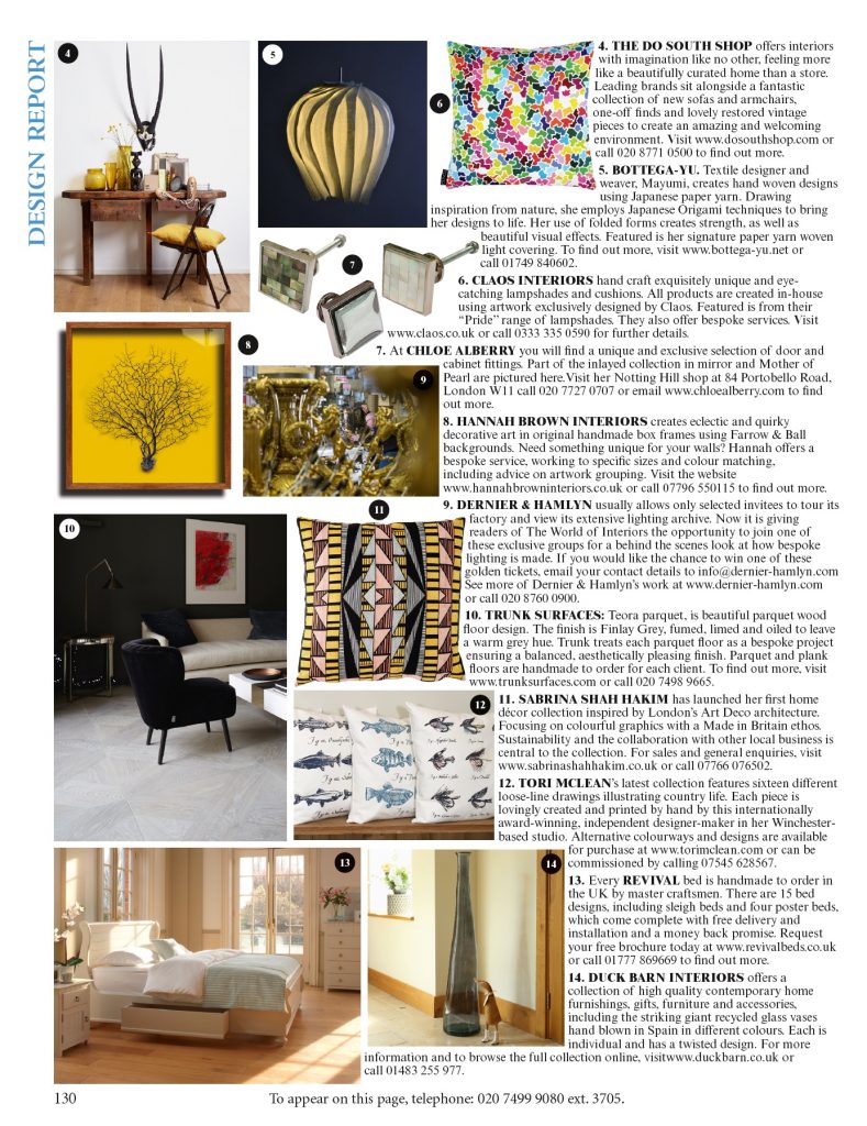 Sabrina Shah Hakim July 2016 The World of Interior Design Report Feature, Deco Collection IV Cushion.