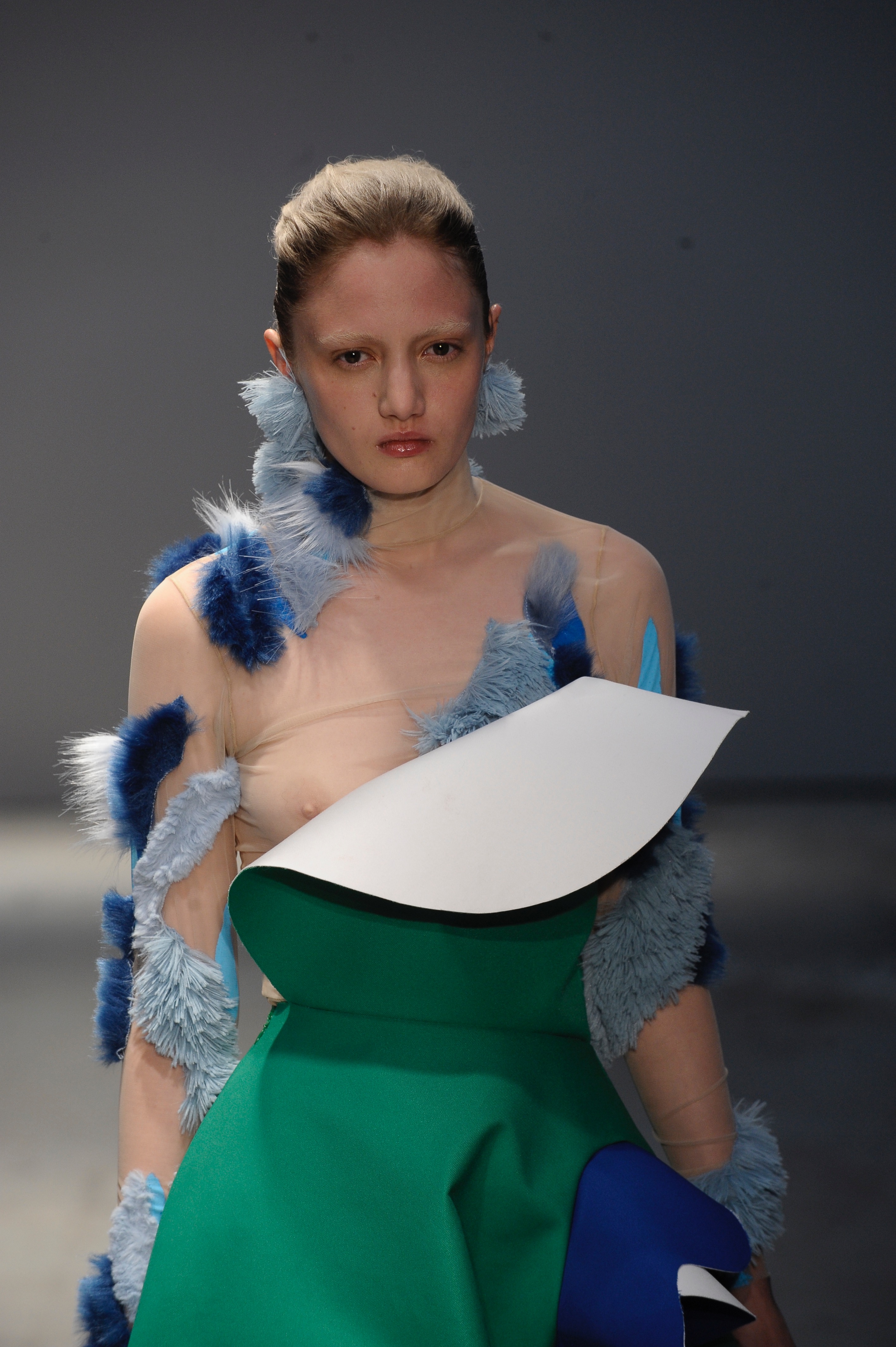 BA (Hons) Fashion Design and Technology: Womenswear students Maria Edwina Tjandra and Orel Brodt. Photographer: Roger Dean