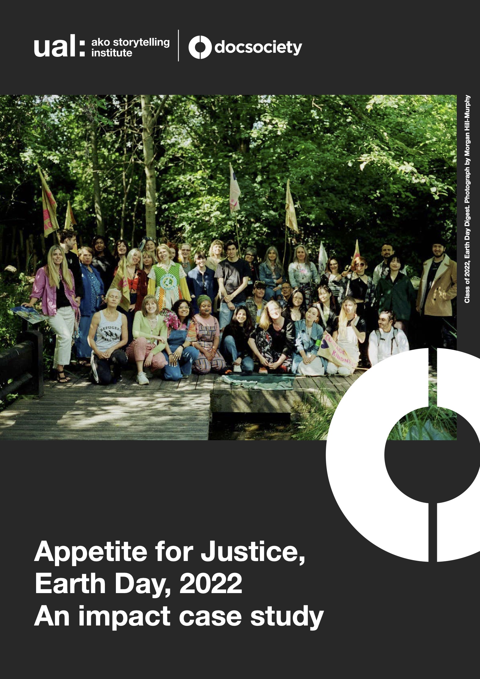 A group picture; the text reads: Appetite for Justice 2022 - Earth Day, an impact case study   