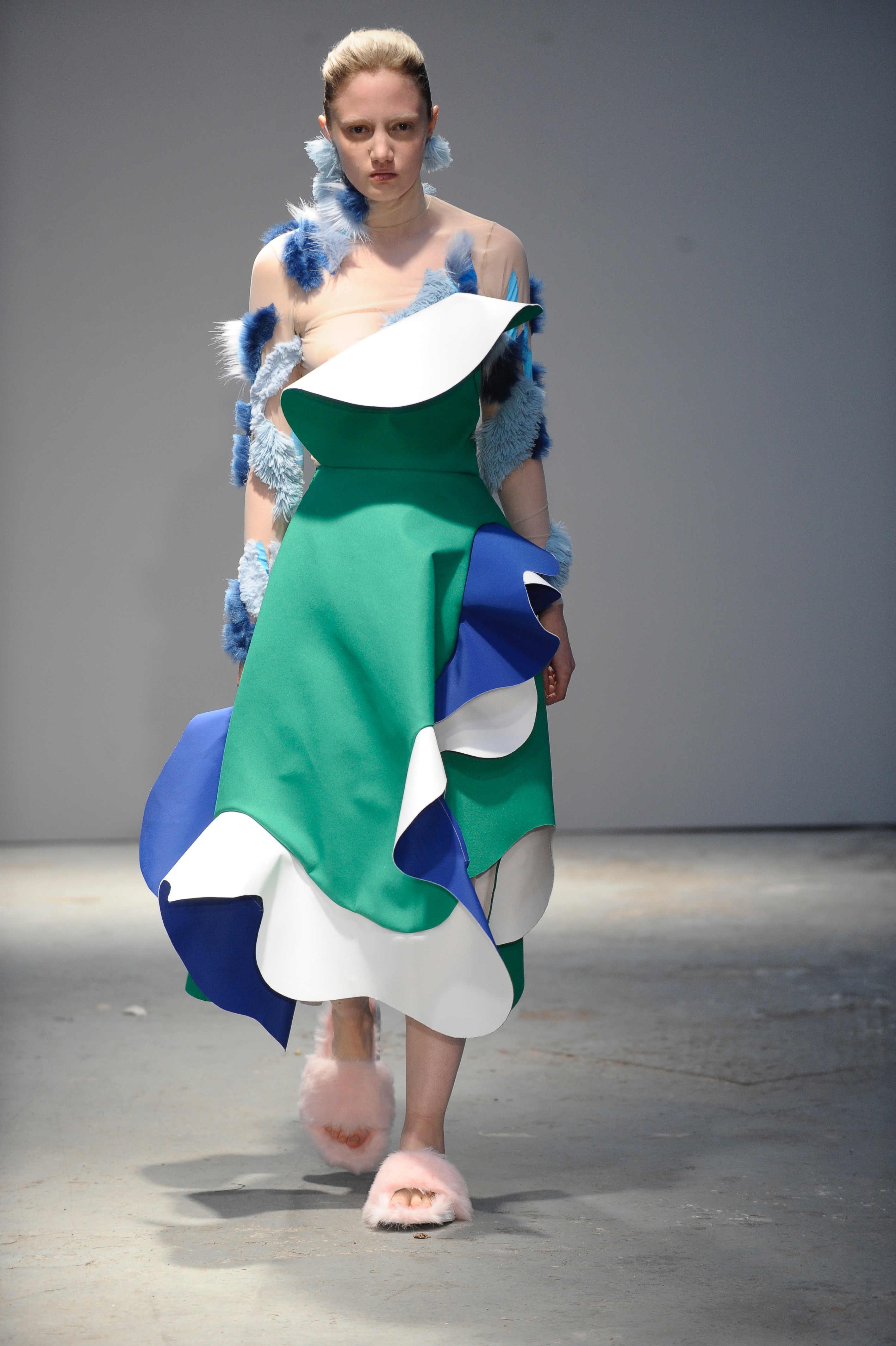 BA (Hons) Fashion Design and Technology: Womenswear students Maria Edwina Tjandra and Orel Brodt. Photographer: Roger Dean