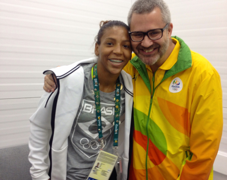Marcelo with Brazil's first gold medalist Rafaela Silva