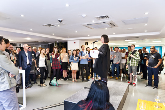 Natalie Brett giving her welcome speech