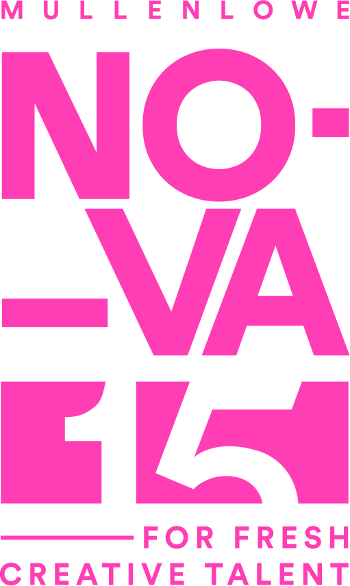 Pink and white MullenLowe NOVA logo