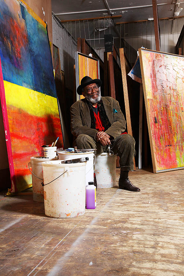 Frank Bowling OBE, RA In his studio, London, 2008. Photograph: Luke Potter