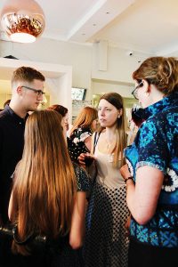 Guest Lucy Roch talking to students